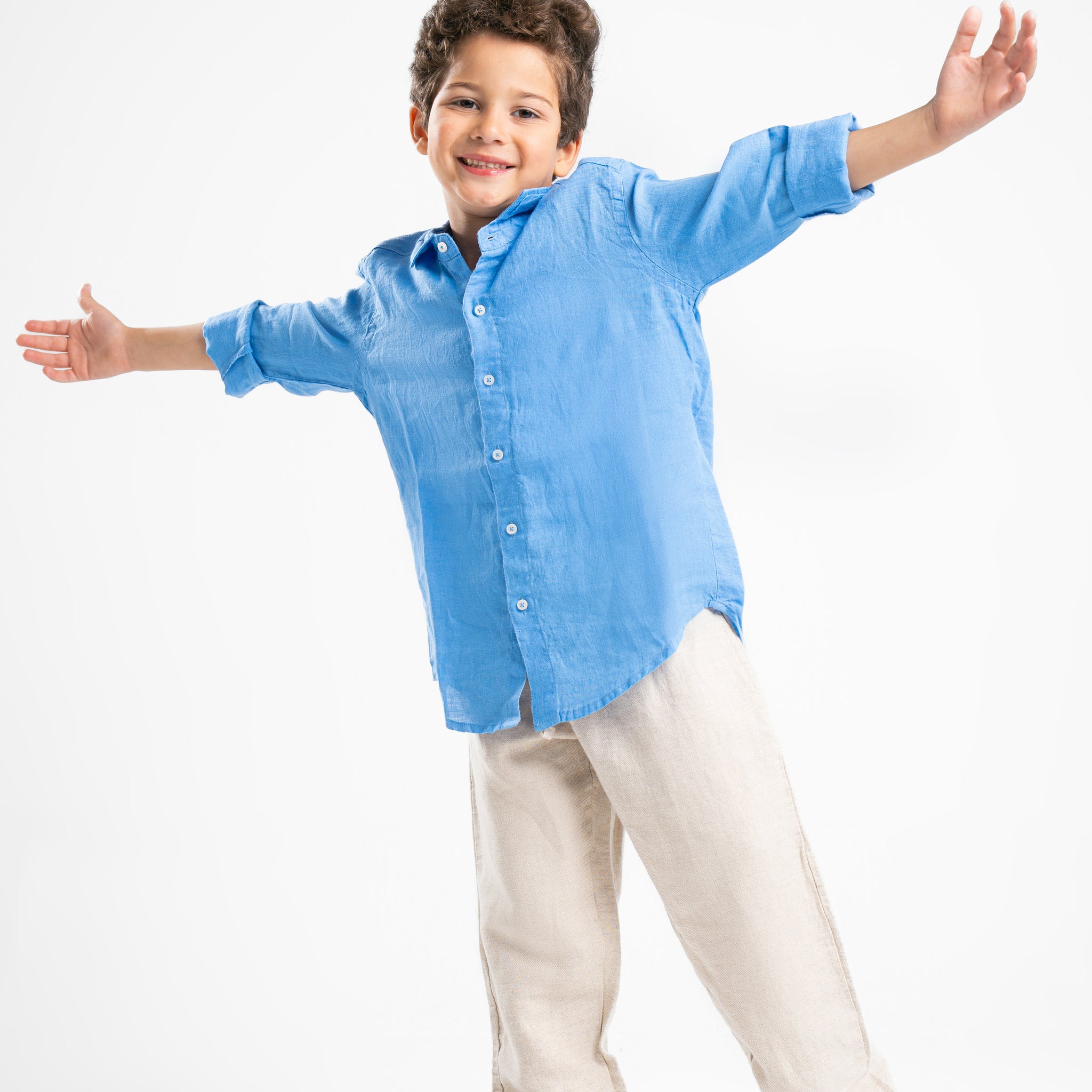 BEIGE LITTLE ONES LINEN PANT