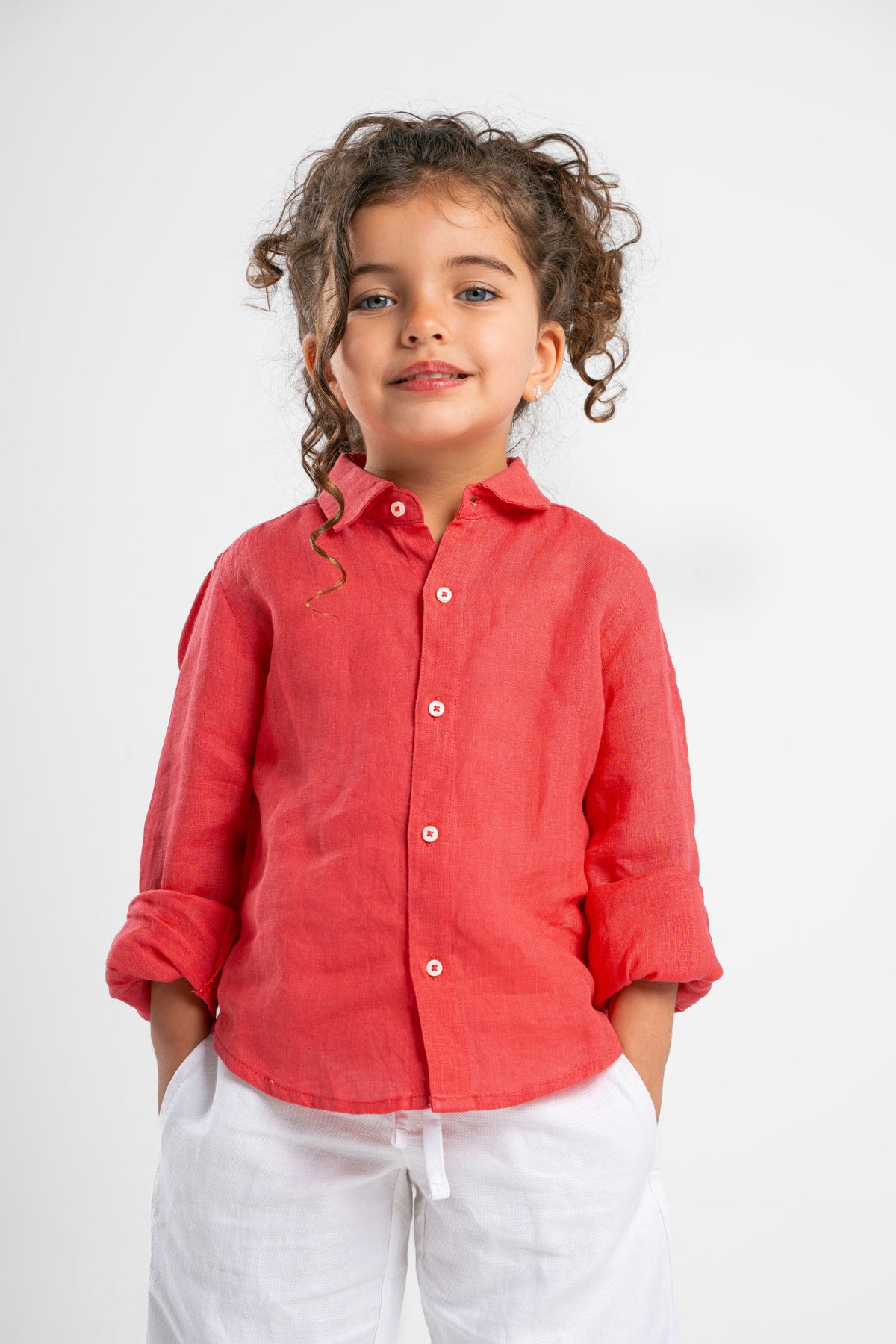 HOT PINK LITTLE ONES LINEN SHIRT