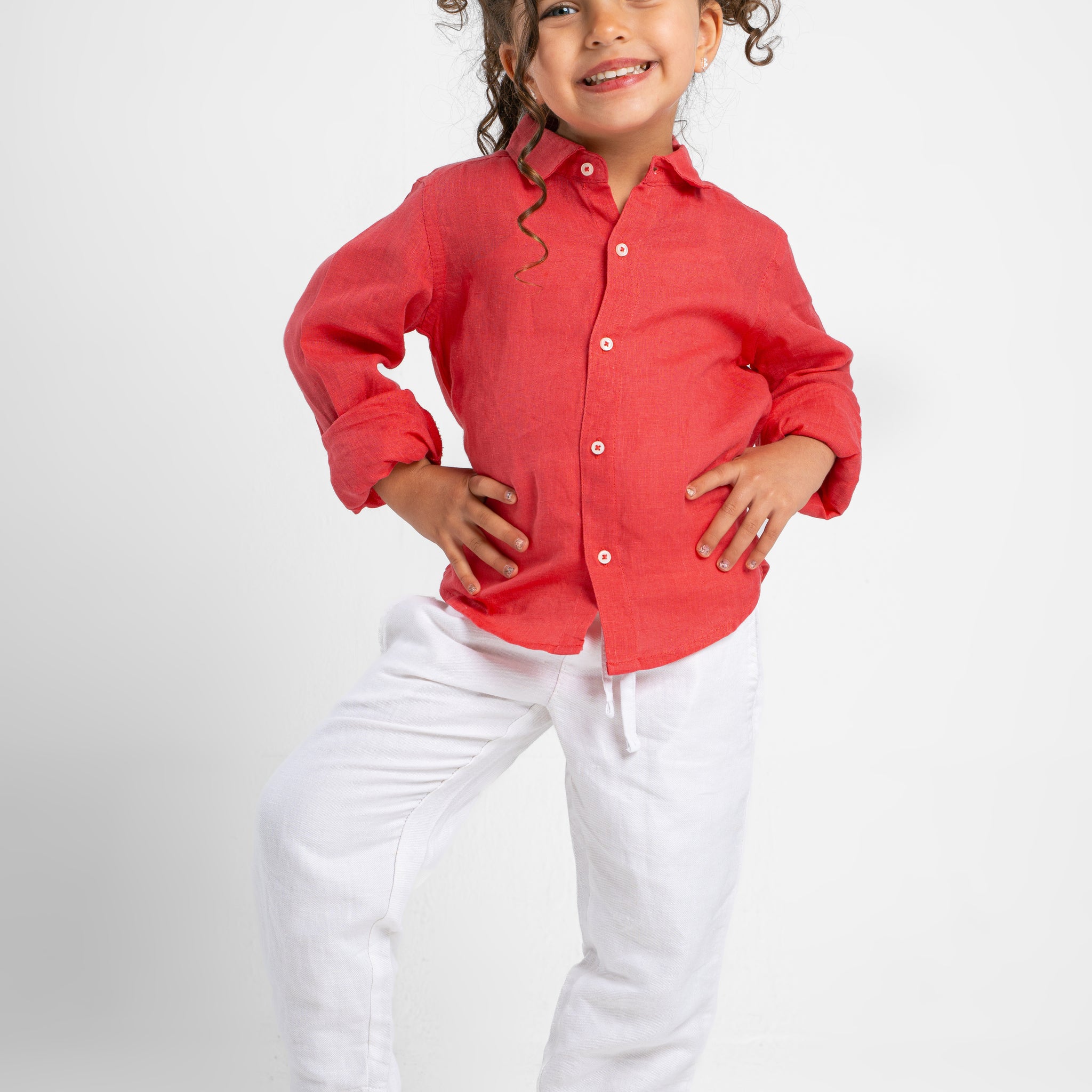 HOT PINK LITTLE ONES LINEN SHIRT