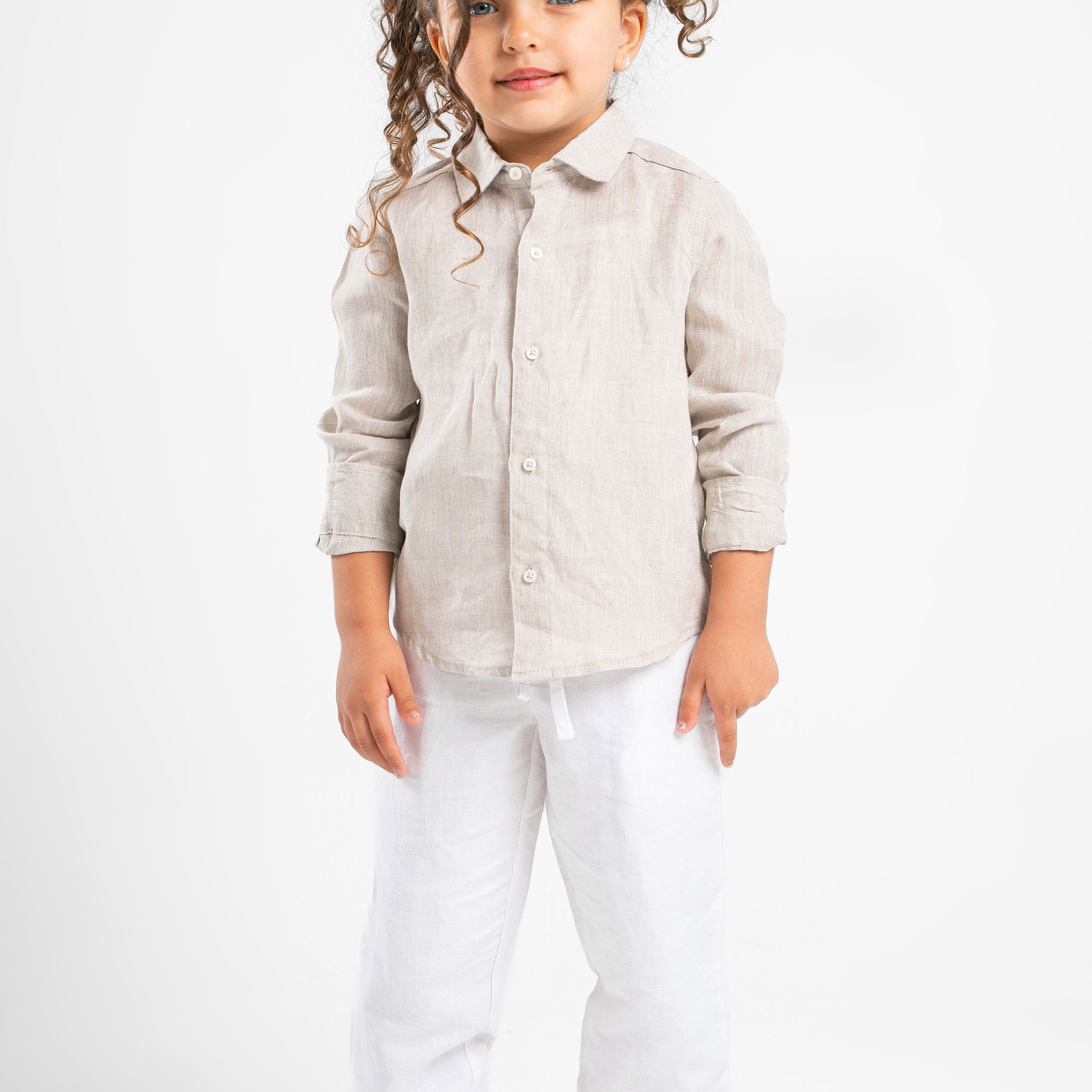 WHITE LITTLE ONES LINEN PANT