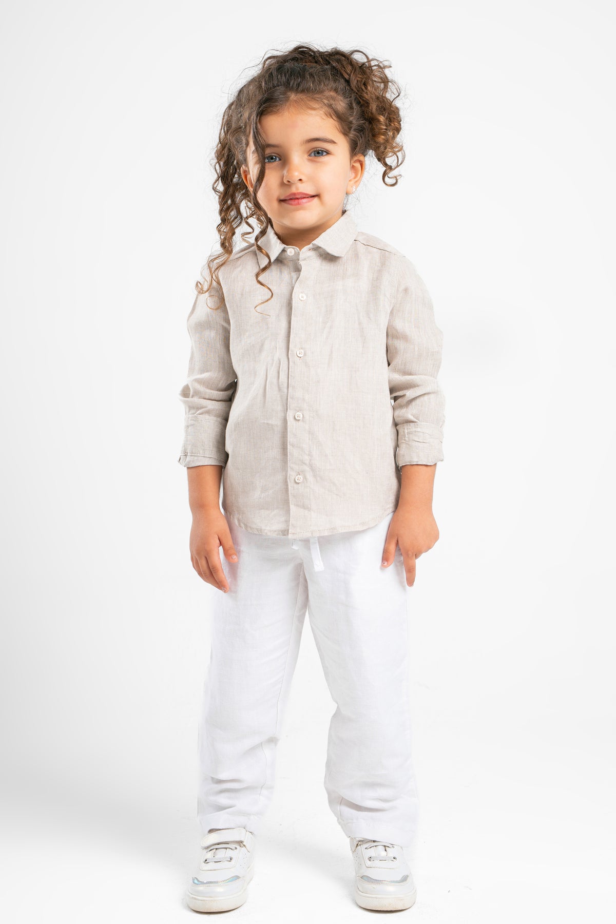 WHITE LITTLE ONES LINEN PANT