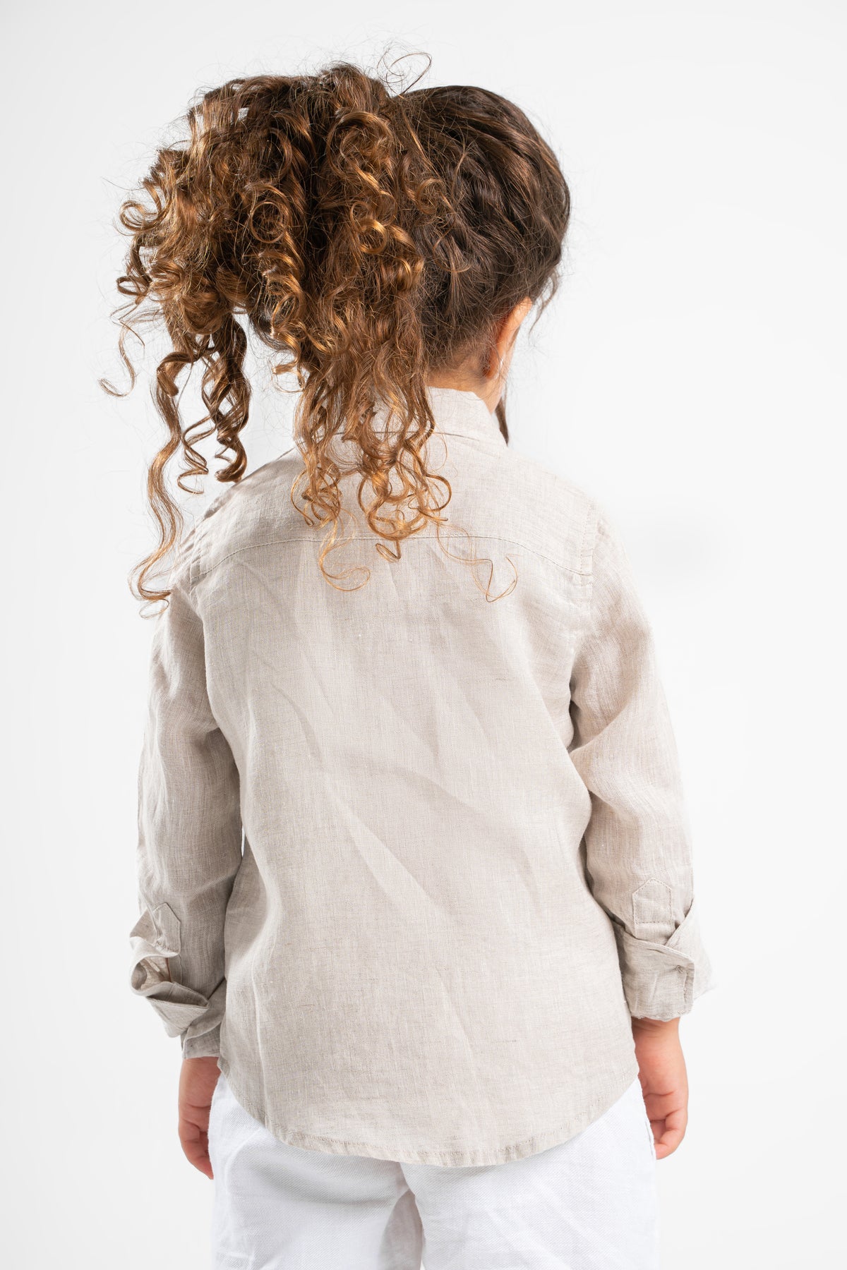 BEIGE LITTLE ONES LINEN SHIRT