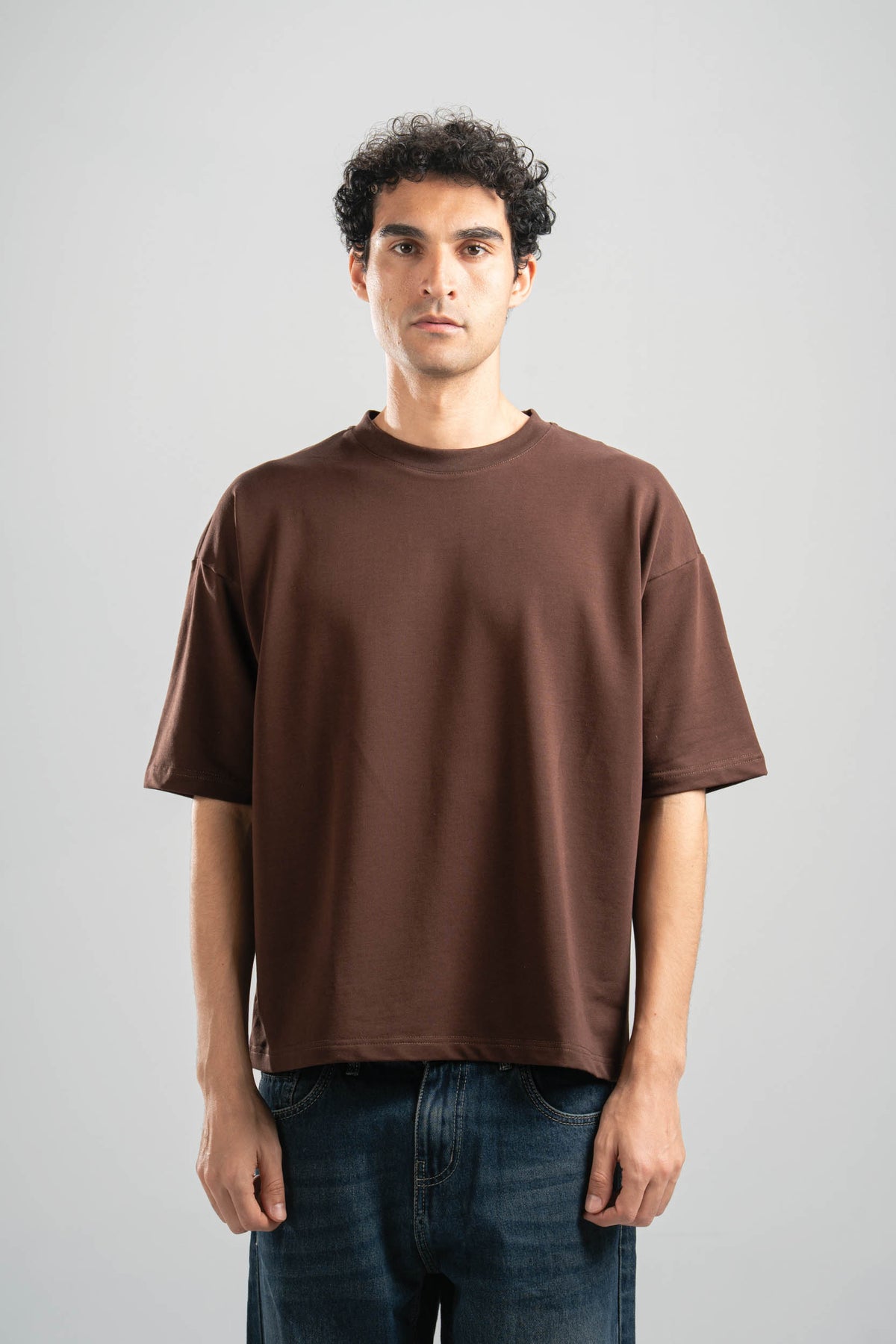 DARK BROWN SUMMER MELTON BOX TEE