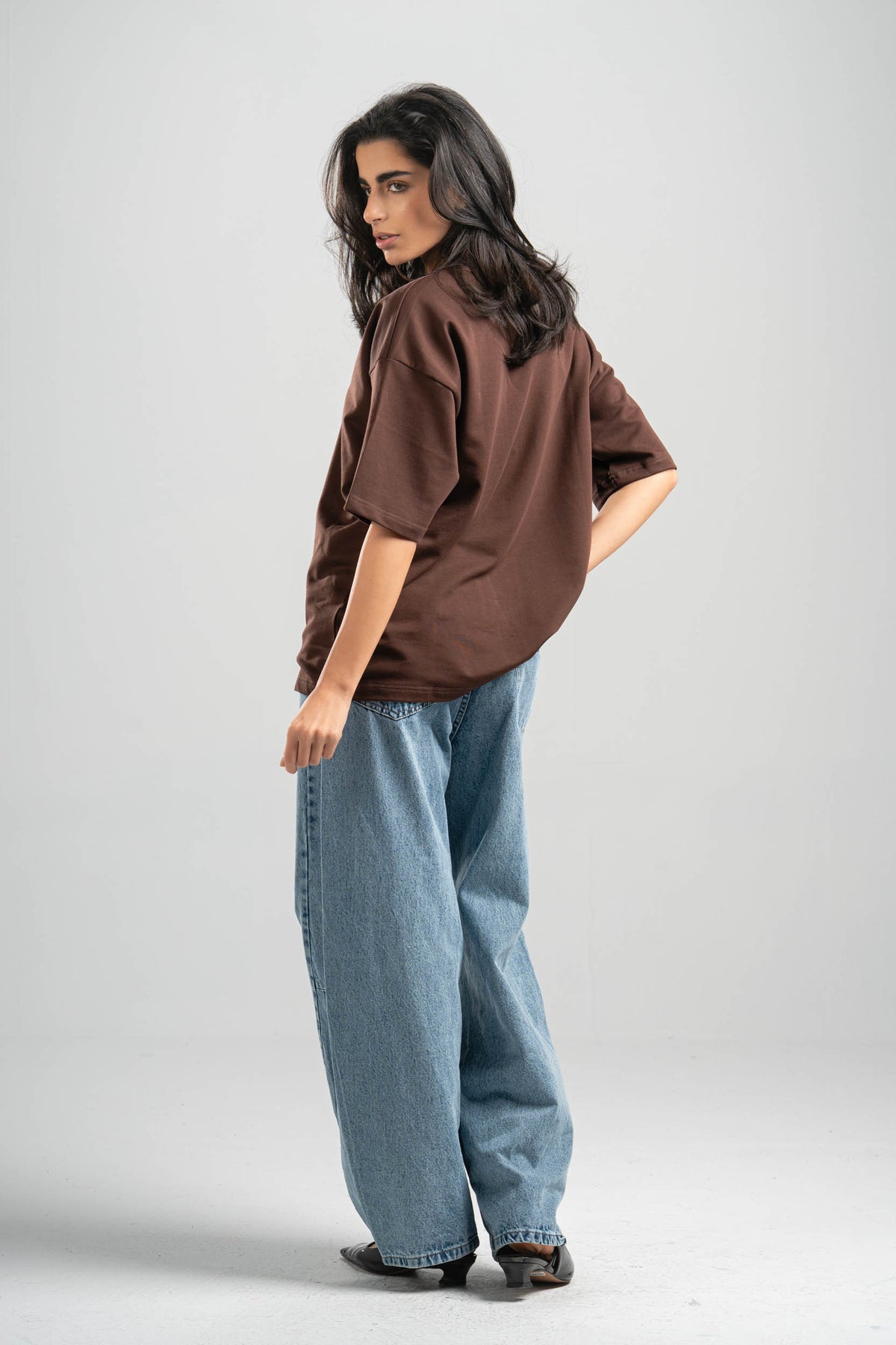 DARK BROWN SUMMER MELTON BOX TEE
