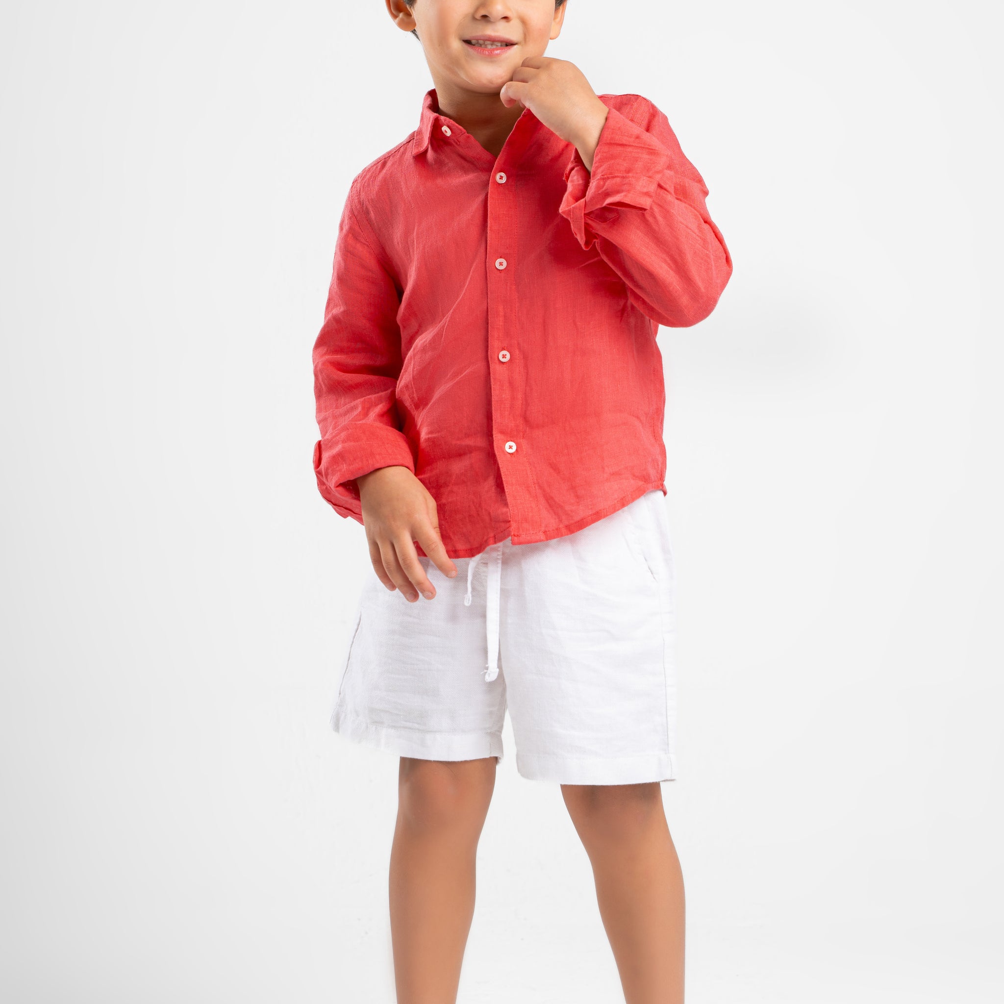 WHITE LITTLE ONES LINEN SHORT