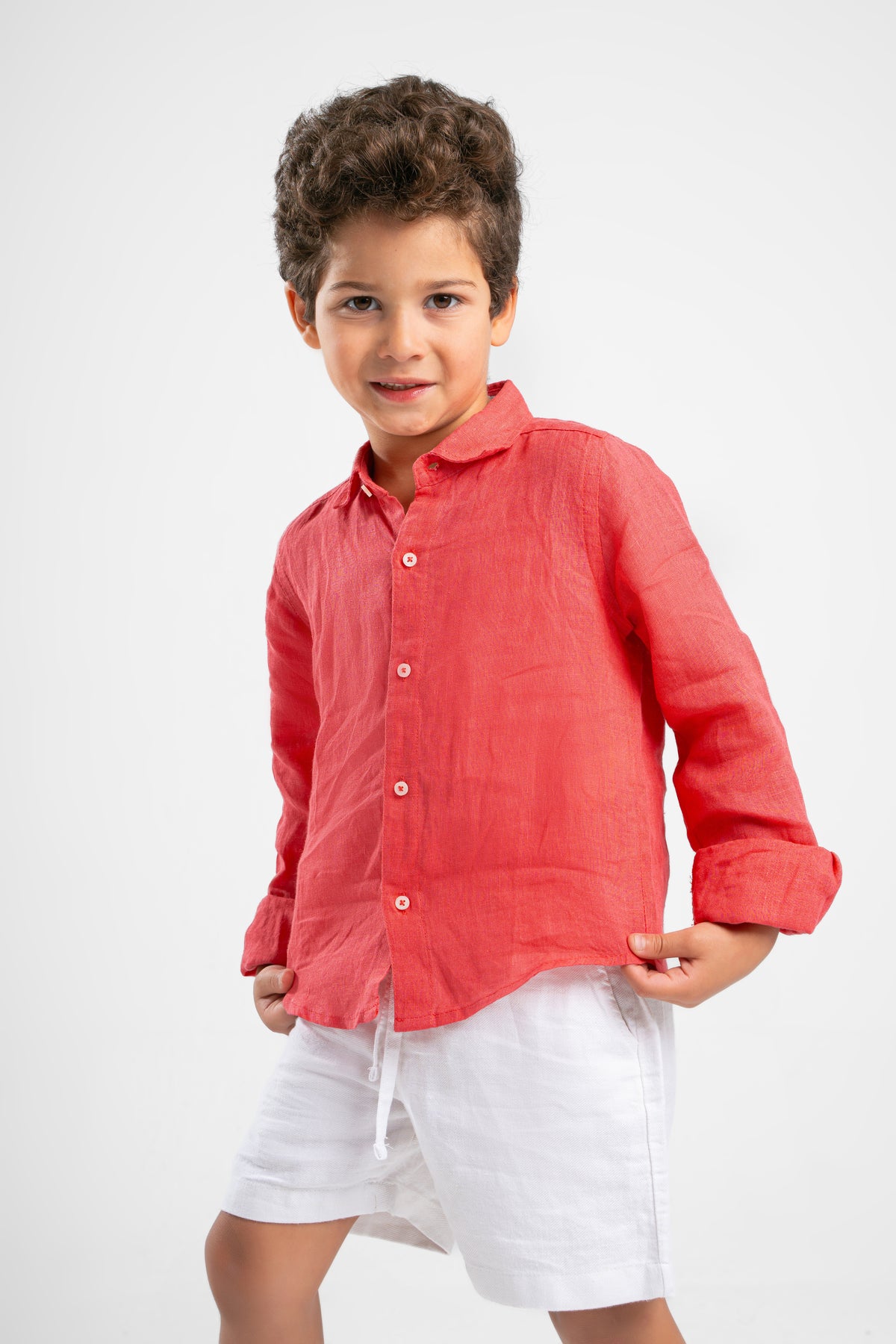 HOT PINK LITTLE ONES LINEN SHIRT