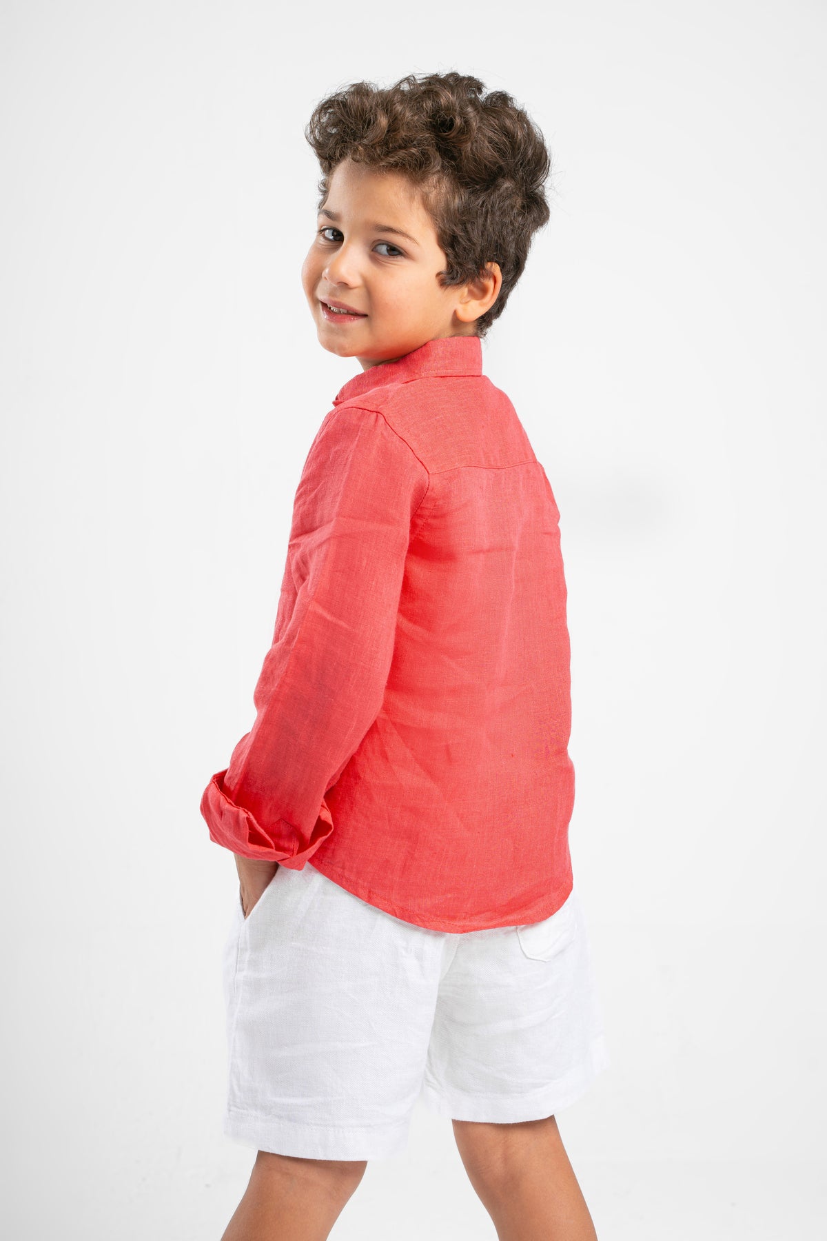 HOT PINK LITTLE ONES LINEN SHIRT