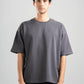 DARK GREY SUMMER MELTON BOX-TEE