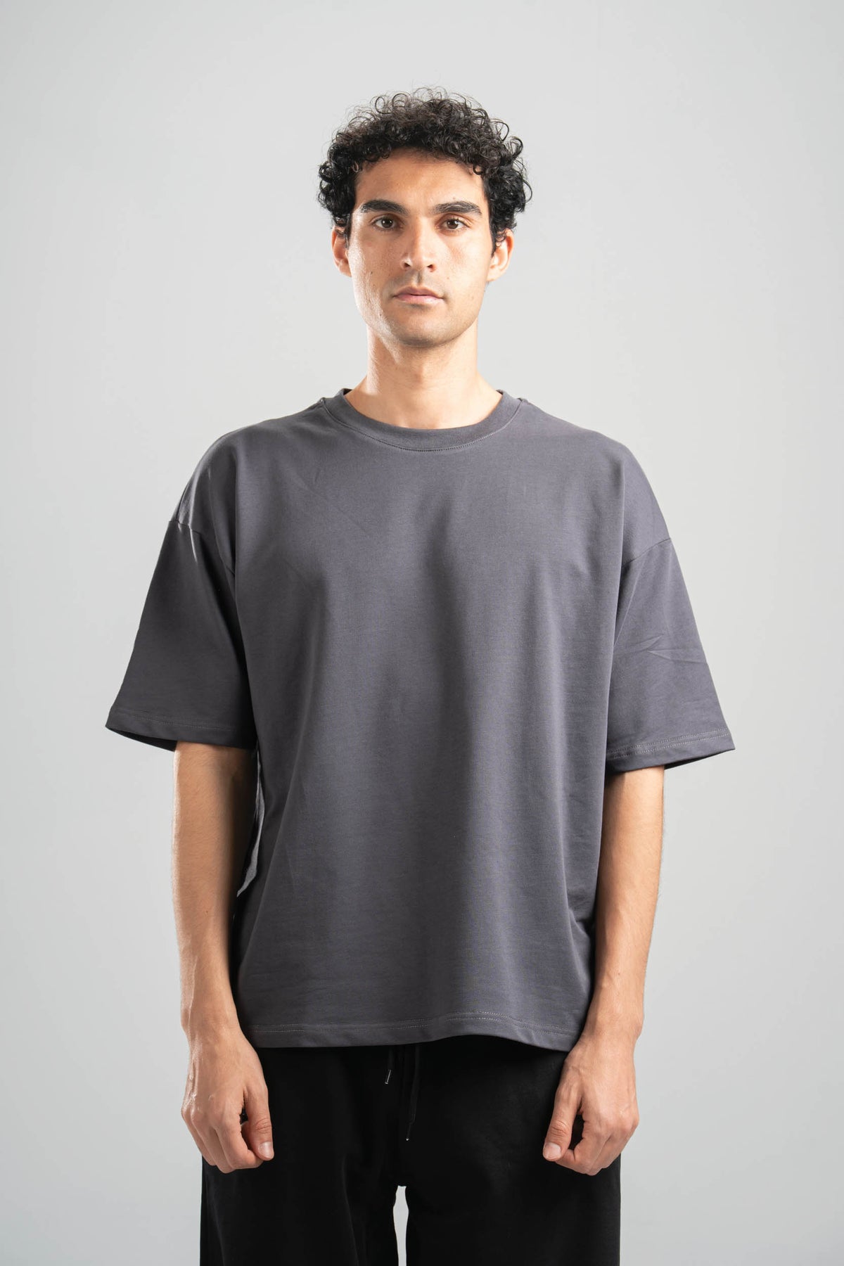 DARK GREY SUMMER MELTON BOX-TEE
