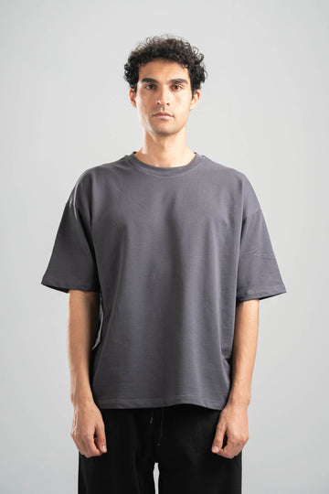 DARK GREY SUMMER MELTON BOX-TEE