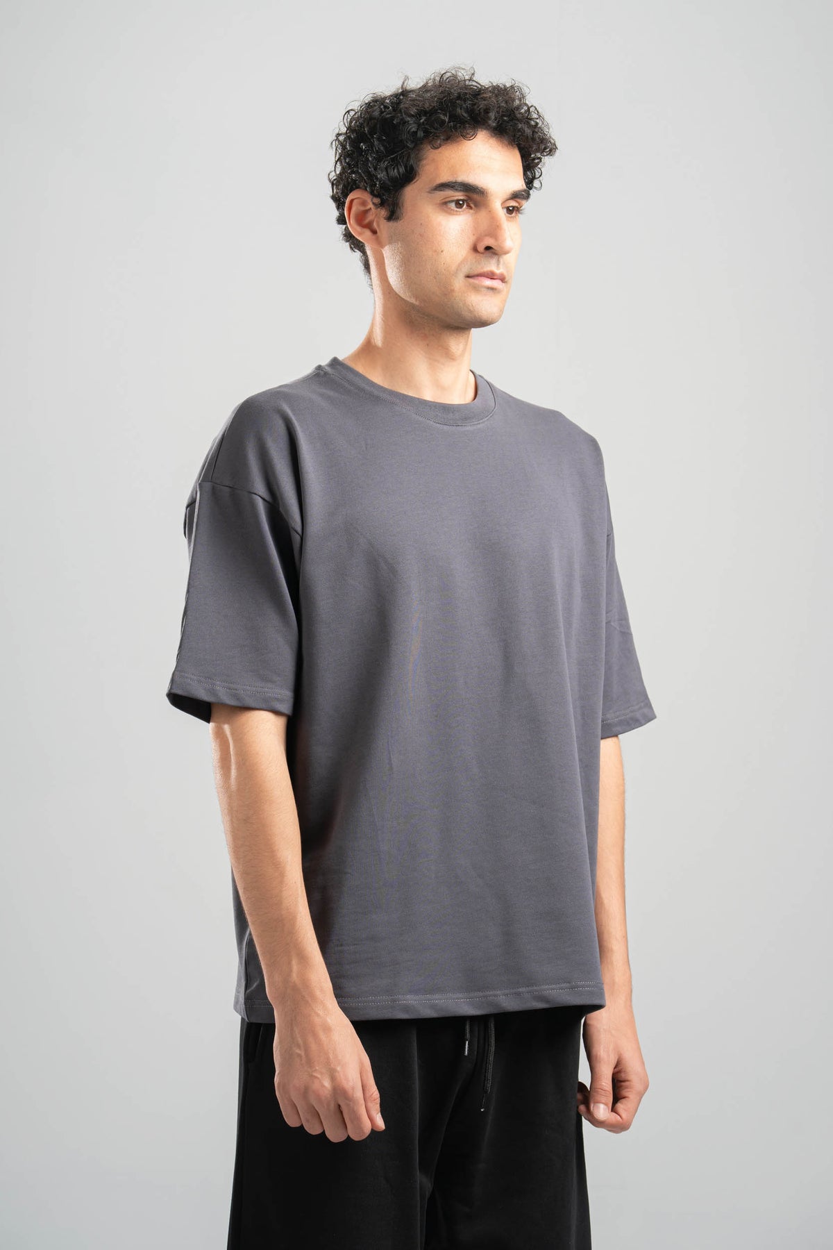 DARK GREY SUMMER MELTON BOX-TEE
