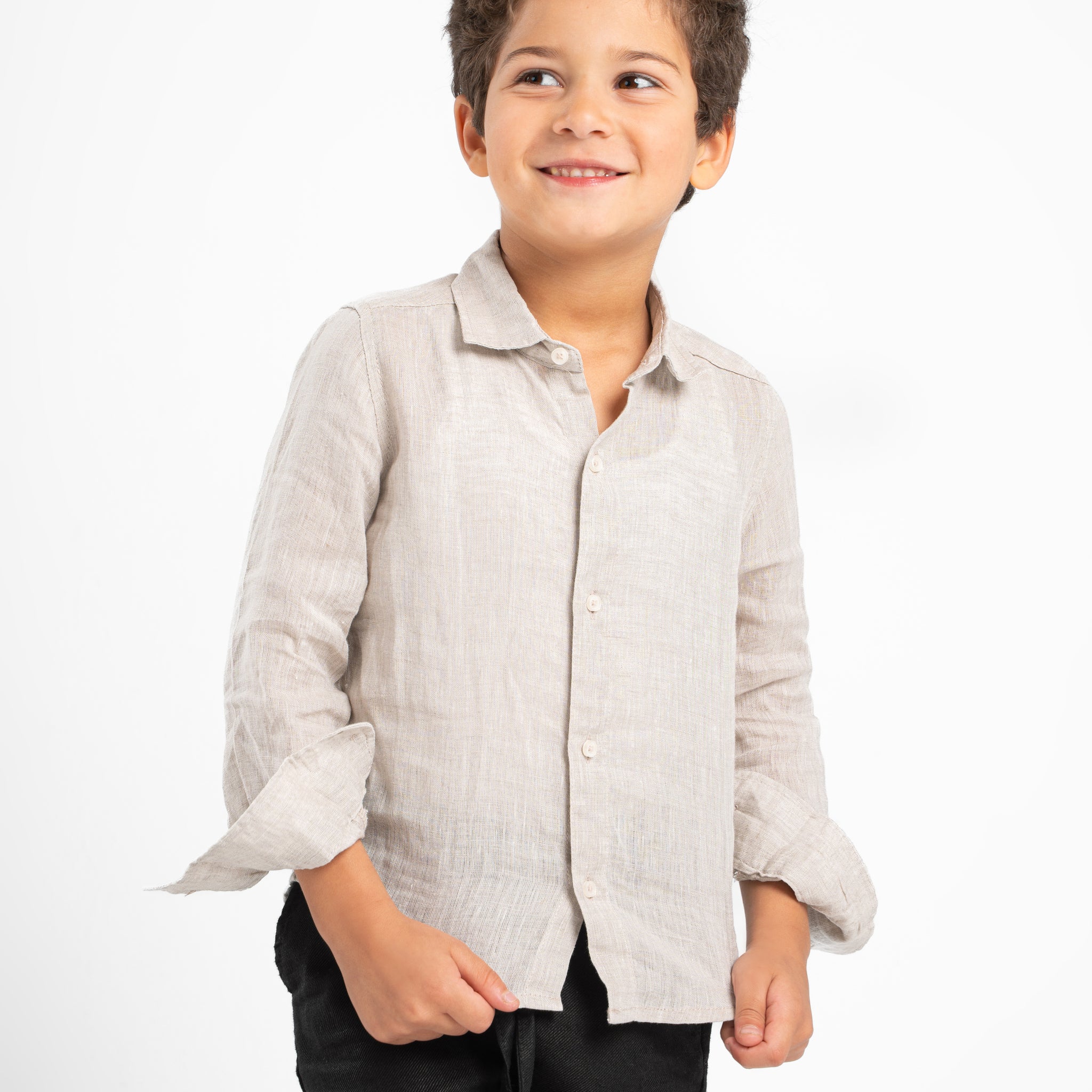 BLACK LITTLE ONES LINEN SHORT