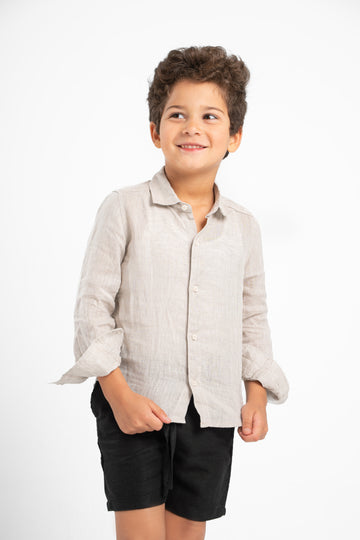 BLACK LITTLE ONES LINEN SHORT
