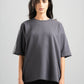DARK GREY SUMMER MELTON BOX-TEE