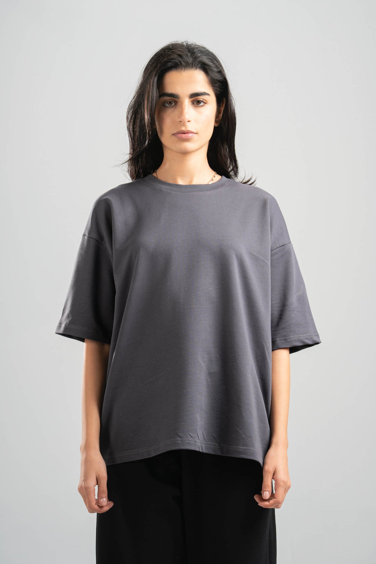 DARK GREY SUMMER MELTON BOX-TEE