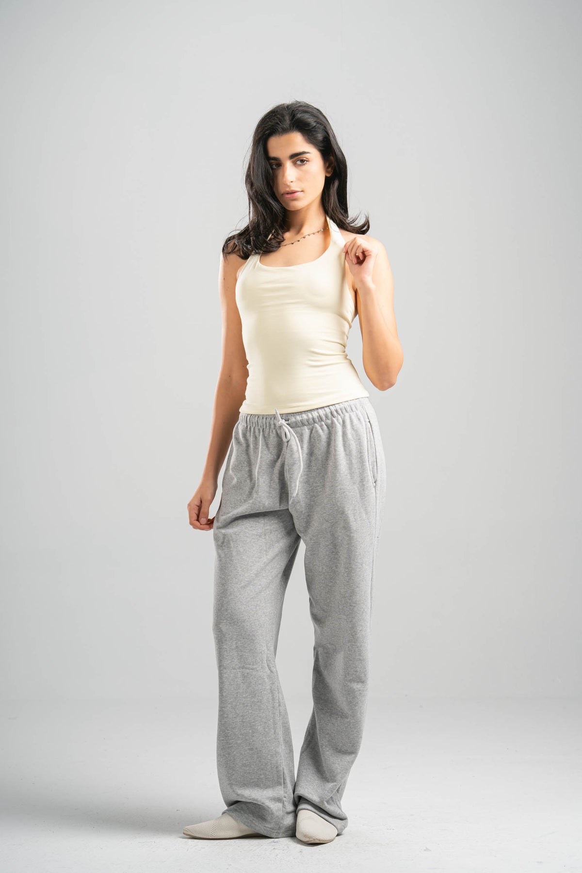 BUTTERMILK YELLOW HALTER NECK BASIC TOP