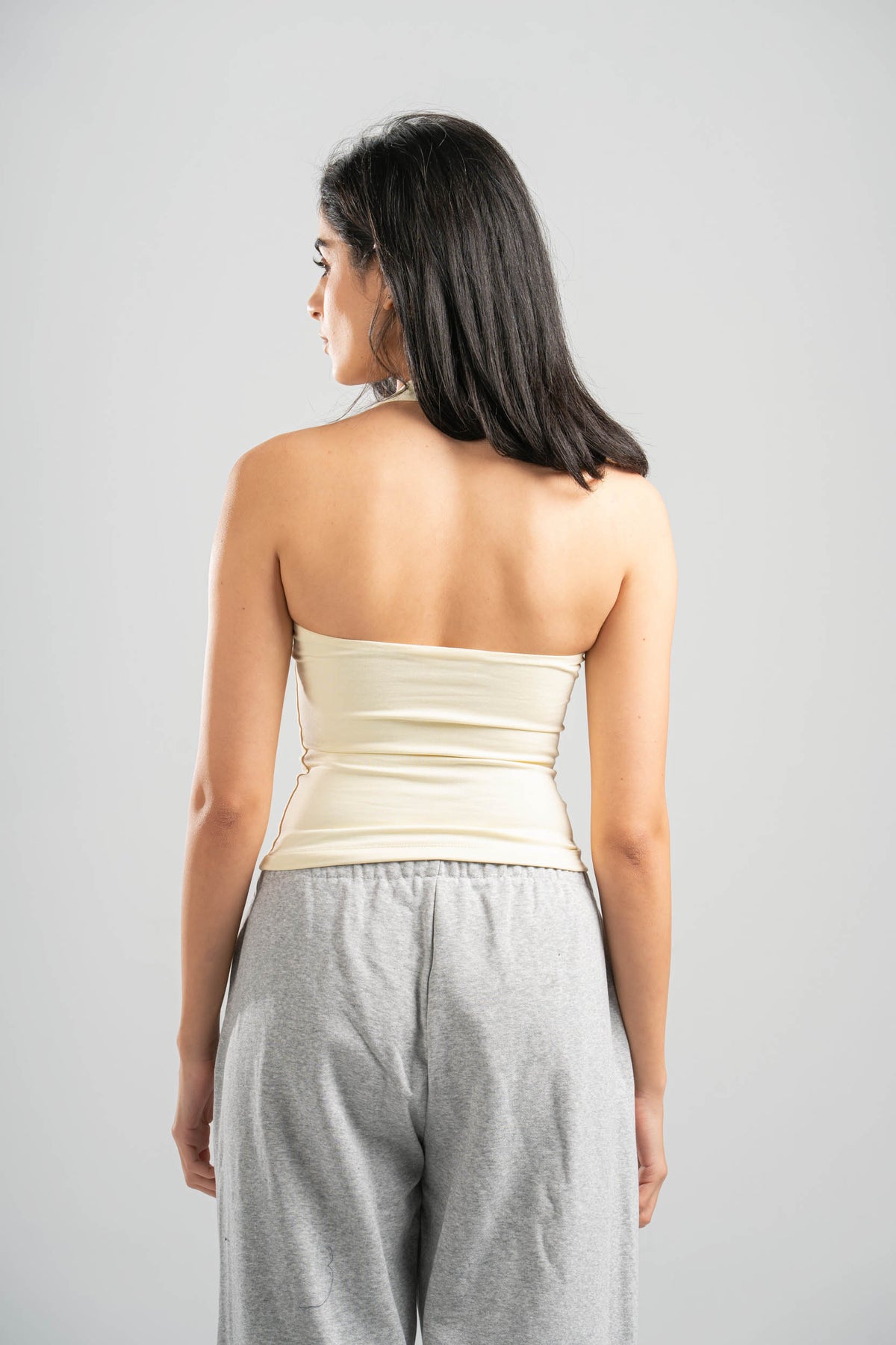 BUTTERMILK YELLOW HALTER NECK BASIC TOP