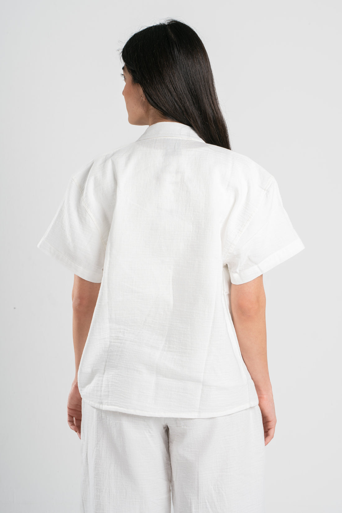 WOMEN LINEN-LOOK SHIRT
