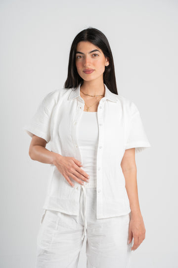 WOMEN LINEN-LOOK SHIRT
