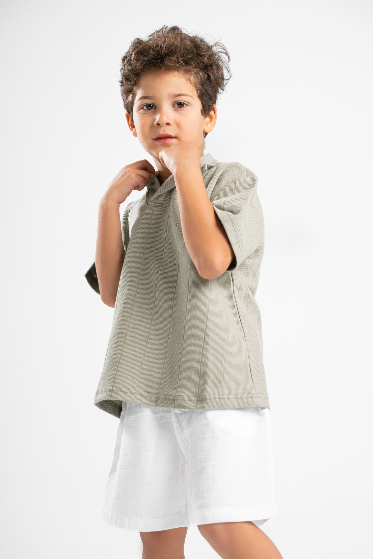 MINT GREEN LITTLE ONES LINE UP POLO TEE