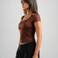 DARK BROWN ESSENTIAL WIDE NECK TOP