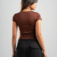 DARK BROWN ESSENTIAL WIDE NECK TOP