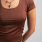 DARK BROWN ESSENTIAL WIDE NECK TOP
