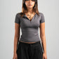 DARK GREY HALF ZIPPER TOP