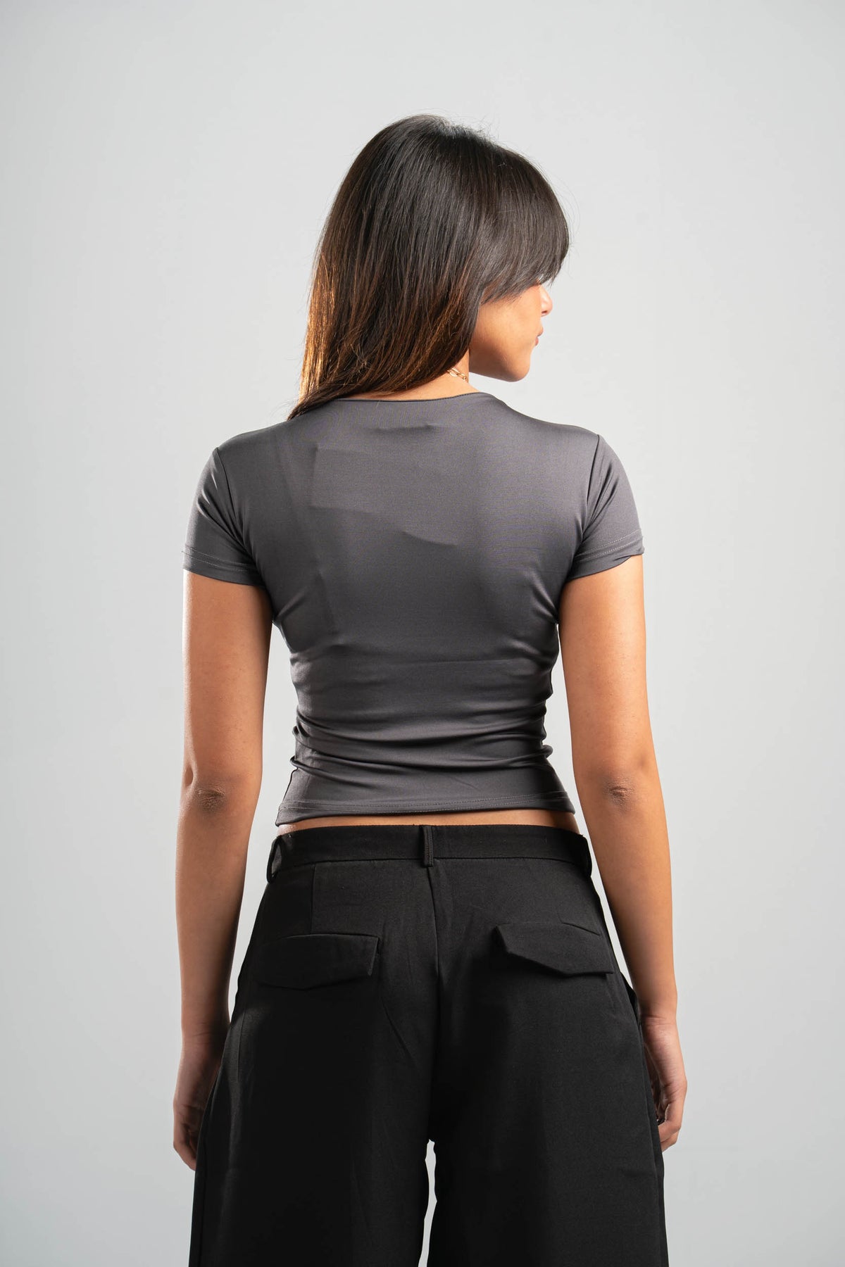 DARK GREY HALF ZIPPER TOP