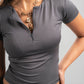 DARK GREY HALF ZIPPER TOP