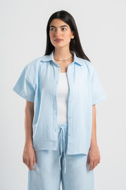 WOMEN LINEN-LOOK SHIRT