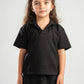 BLACK LITTLE ONES OPEN COLLAR POLO