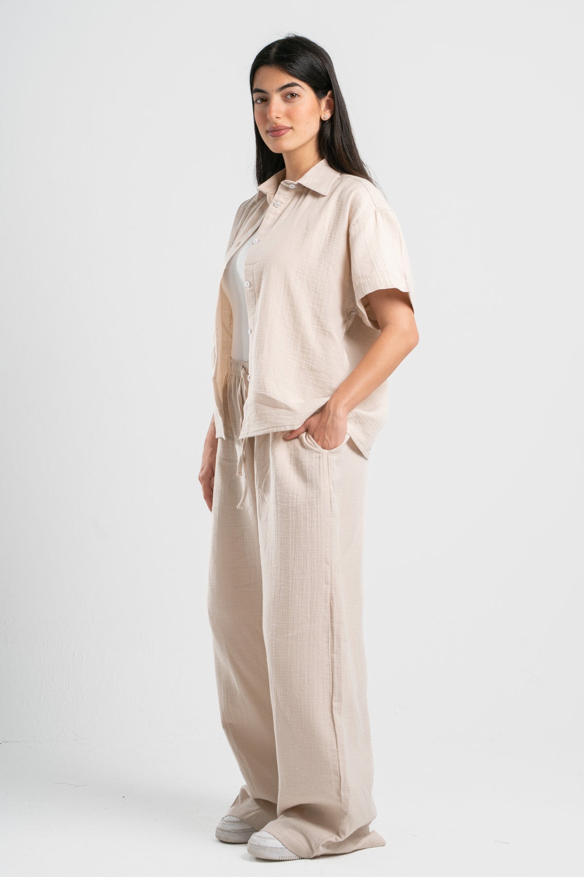 WOMEN LINEN-LOOK PANTS