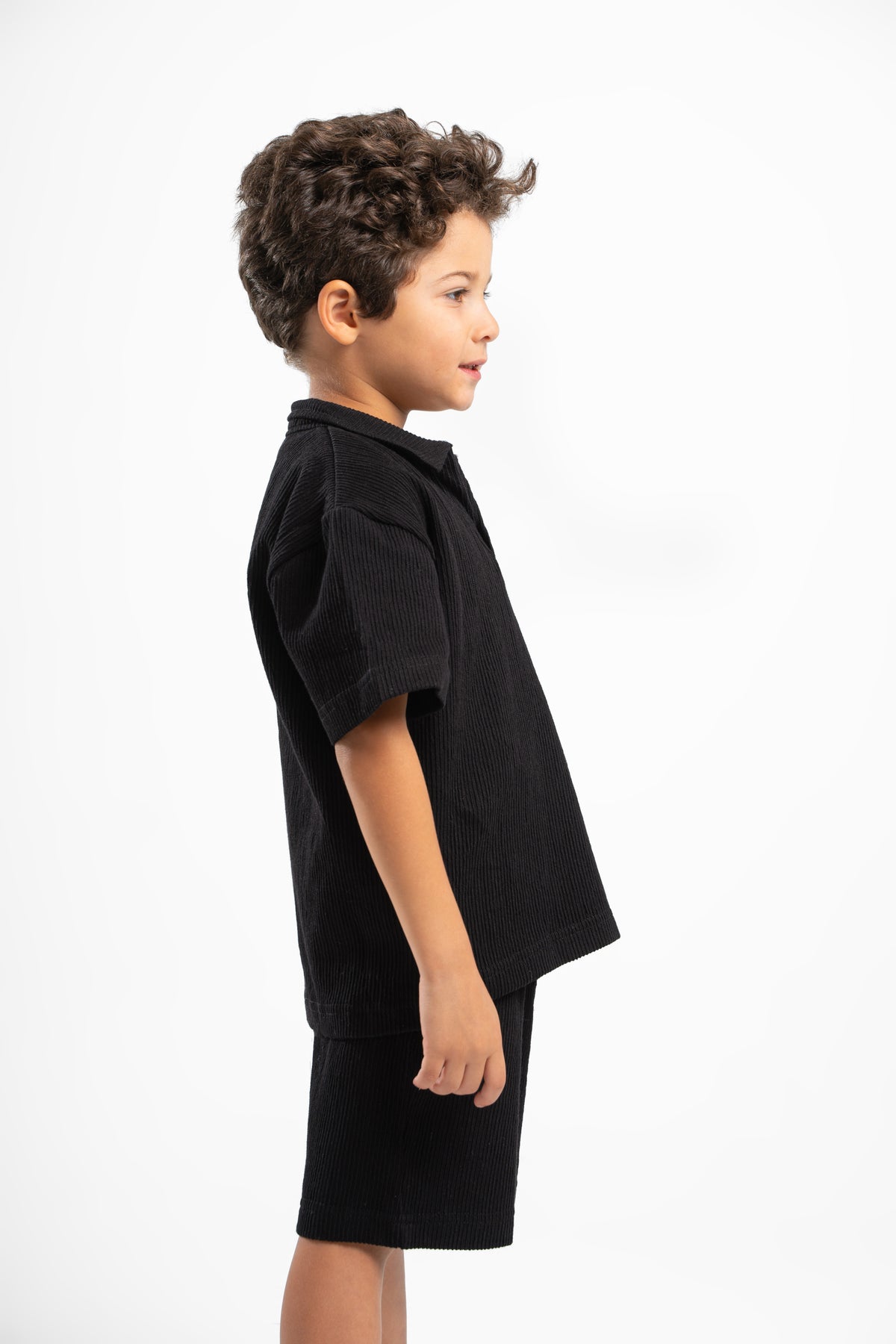 BLACK LITTLE ONES RIDGED BOX-TEE