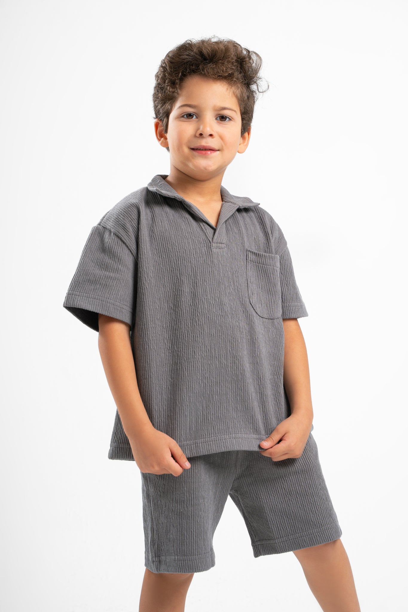 DARK GREY LITTLE ONES RIDGED SHORT