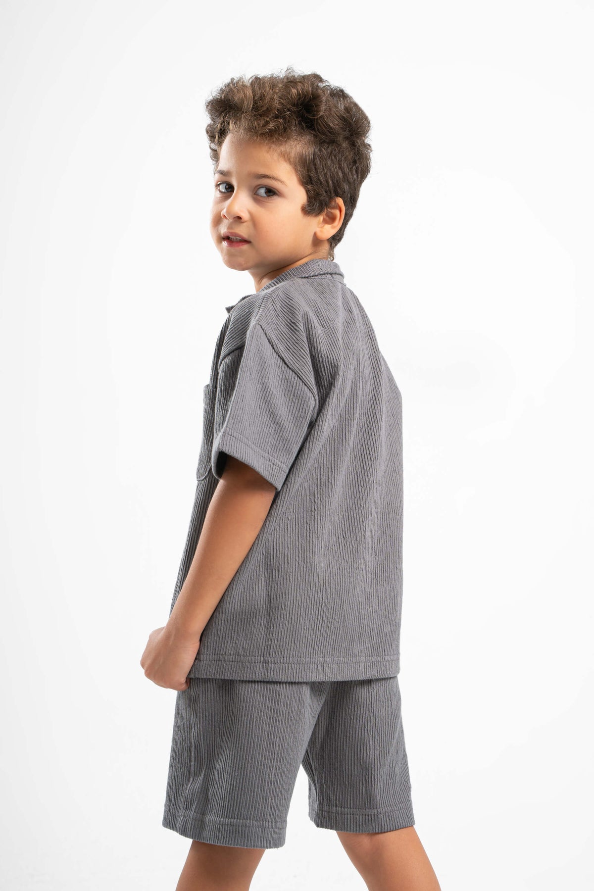 DARK GREY LITTLE ONES RIDGED BOX-TEE