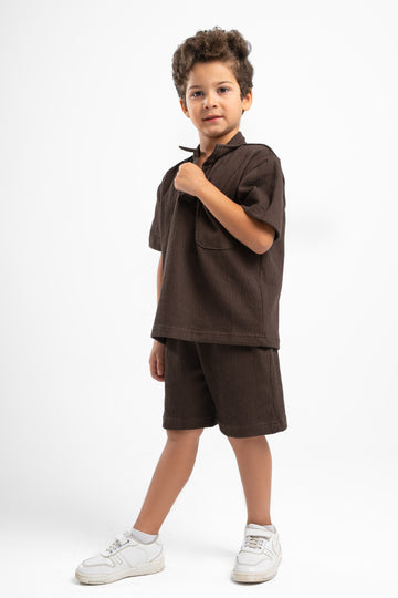 DARK BROWN LITTLE ONES RIDGED SHORT