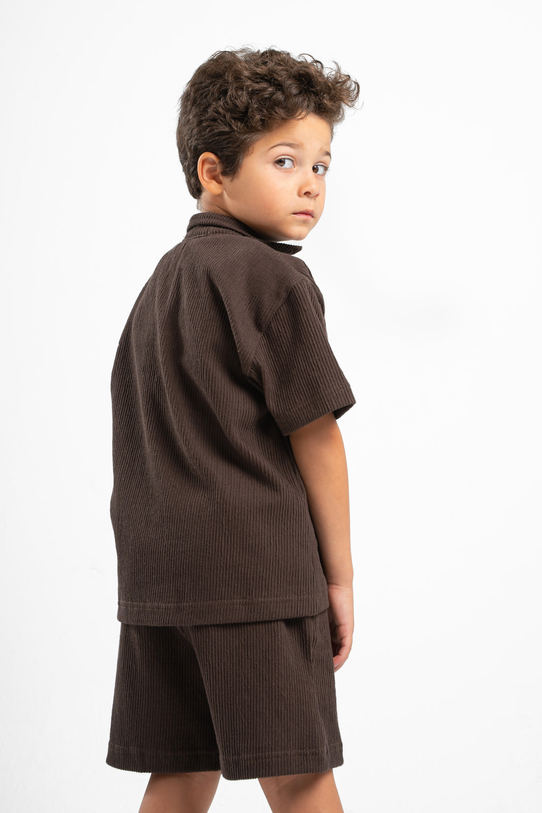 DARK BROWN LITTLE ONES RIDGED BOX-TEE