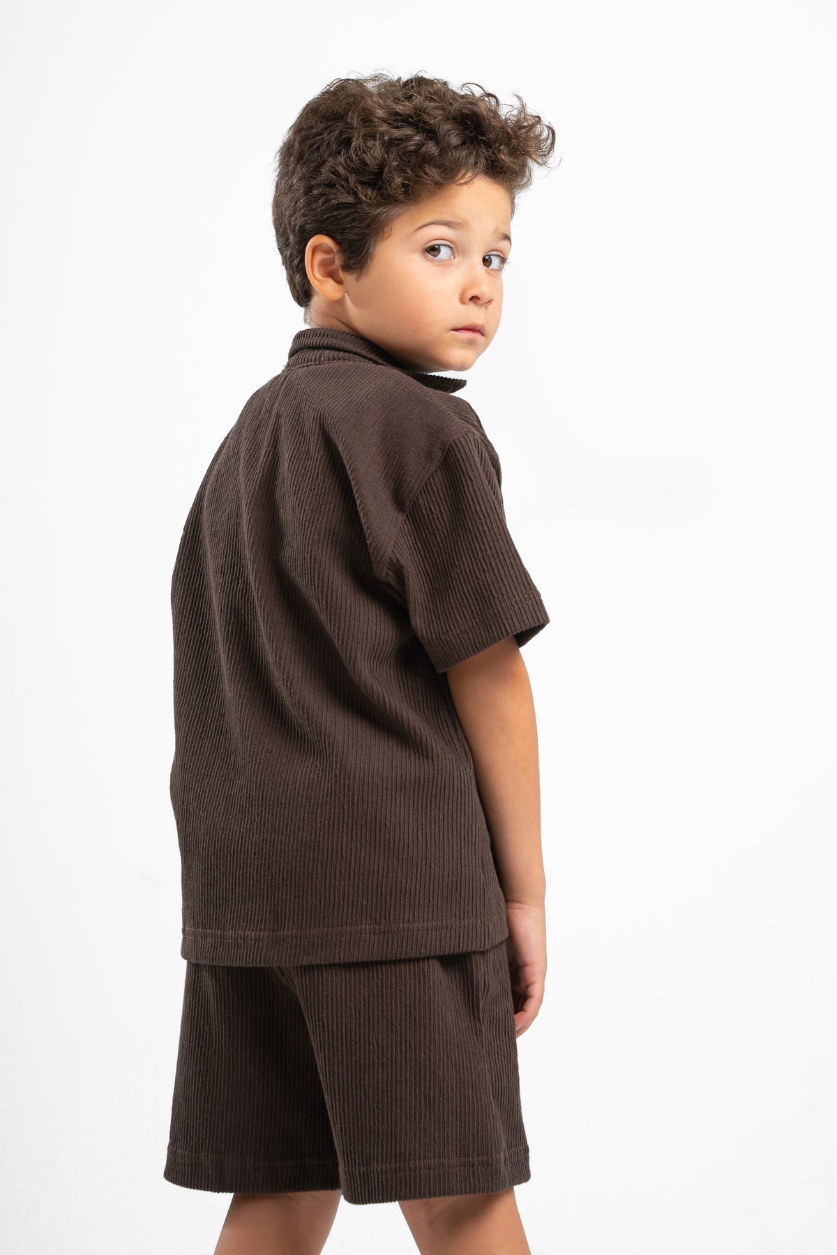 DARK BROWN LITTLE ONES RIDGED BOX-TEE