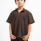 DARK BROWN LITTLE ONES RIDGED BOX-TEE