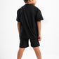 BLACK LITTLE ONES MINIMAL RIBBED BOX-TEE