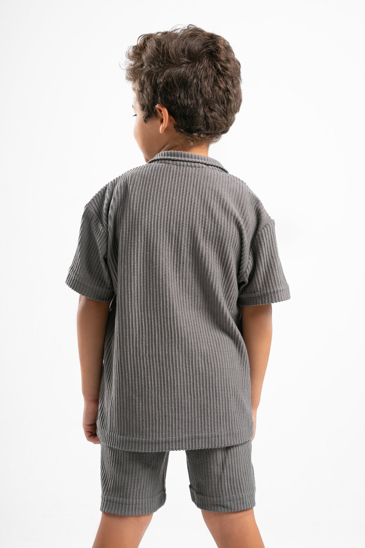 GREY LITTLE ONES MINIMAL RIBBED BOX-TEE