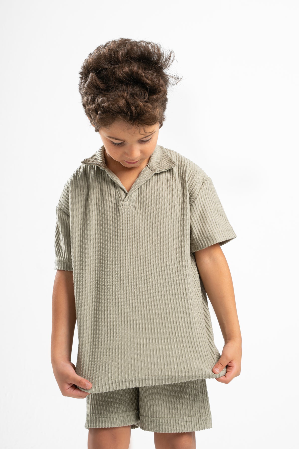 MINT GREEN LITTLE ONES MINIMAL RIBBED BOX-TEE
