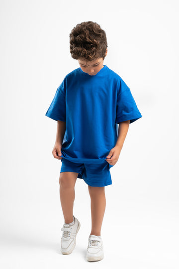 ELECTRIC BLUE LITTLE ONES SUMMER MELTON SHORT
