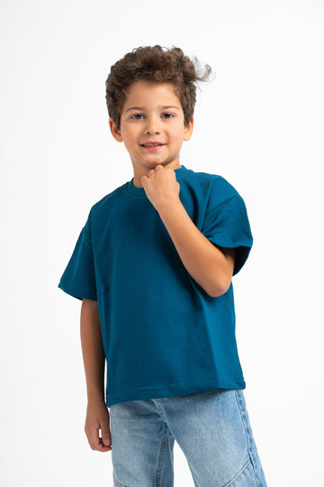 TEAL LITTLE ONES SUMMER MELTON BOX-TEE