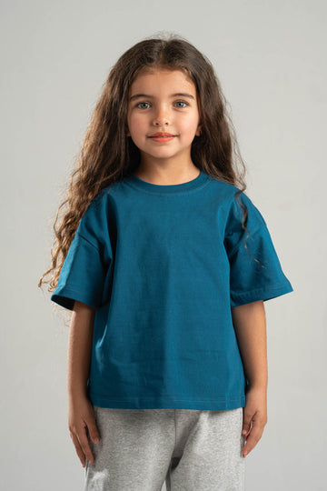 OCEAN BLUE LITTLE ONES HEAVY WEIGHT OVERSIZED T-SHIRT
