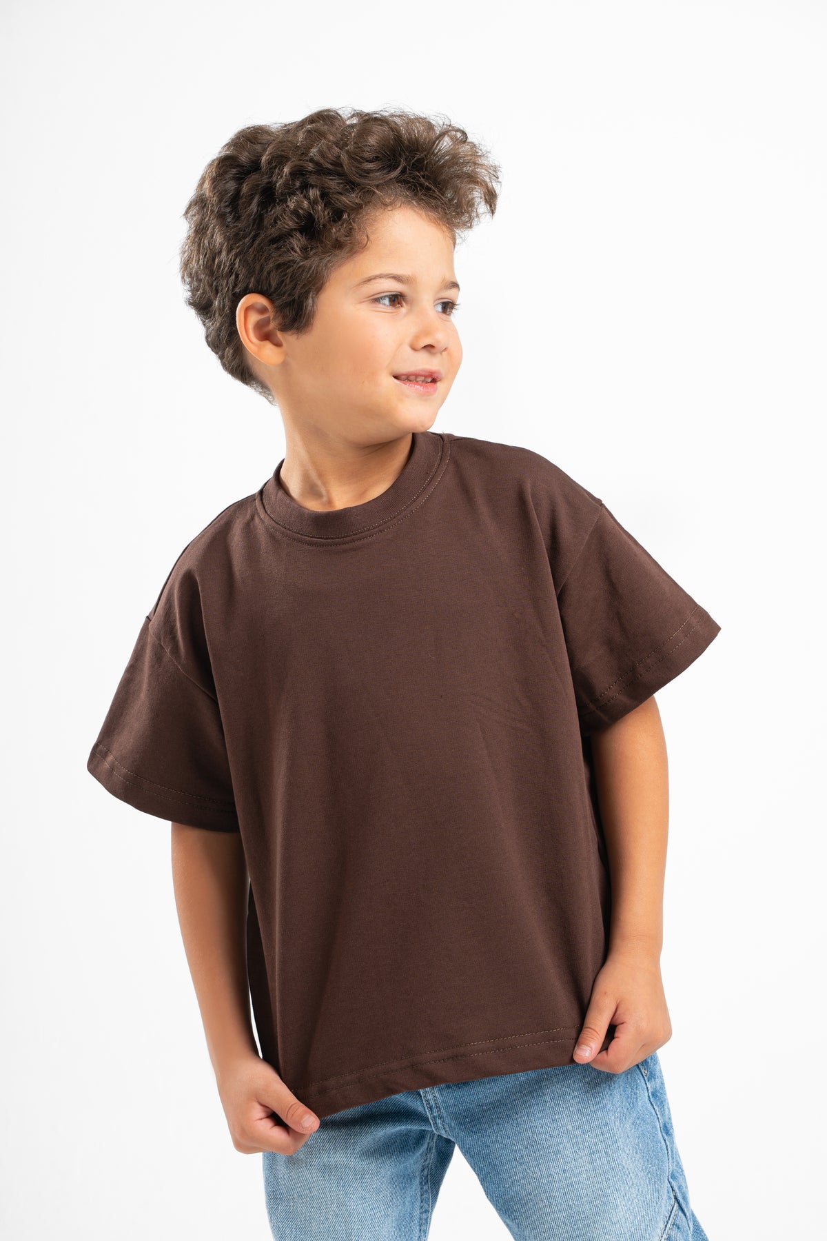 DARK BROWN LITTLE ONES SUMMER MELTON BOX-TEE