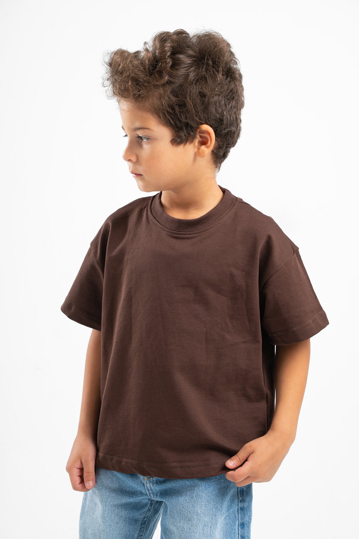 DARK BROWN LITTLE ONES SUMMER MELTON BOX-TEE