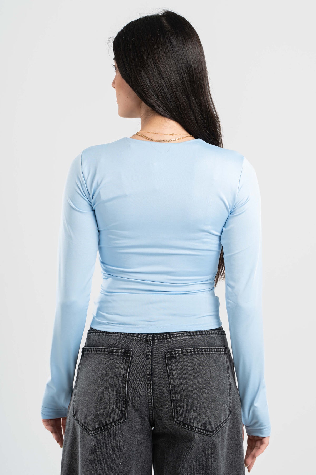 SKY-BLUE FULL-ZIPPER TOP