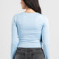 SKY-BLUE LONG SLEEVES WIDE NECK TOP